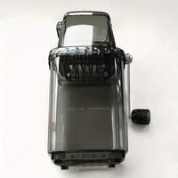 Hand-Crank Ice Crusher - Transparent Black Plastic Shaver for Cocktails, Smoothies, Margaritas - Compact, Portable Kitchen Tool
