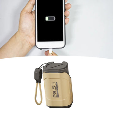 Phone External Battery Pack Fireproof 22.5W 10000mAh Power Bank PD20W Multifunction with Foldable AC Plug and Cable for Travel