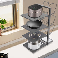 4-Tier Pot Organizer 22.05lbs per Tier Carbon Steel Pot Pan Lid Organizer 14.578.920.87in Kitchen Storage Grey/Black Adjustable