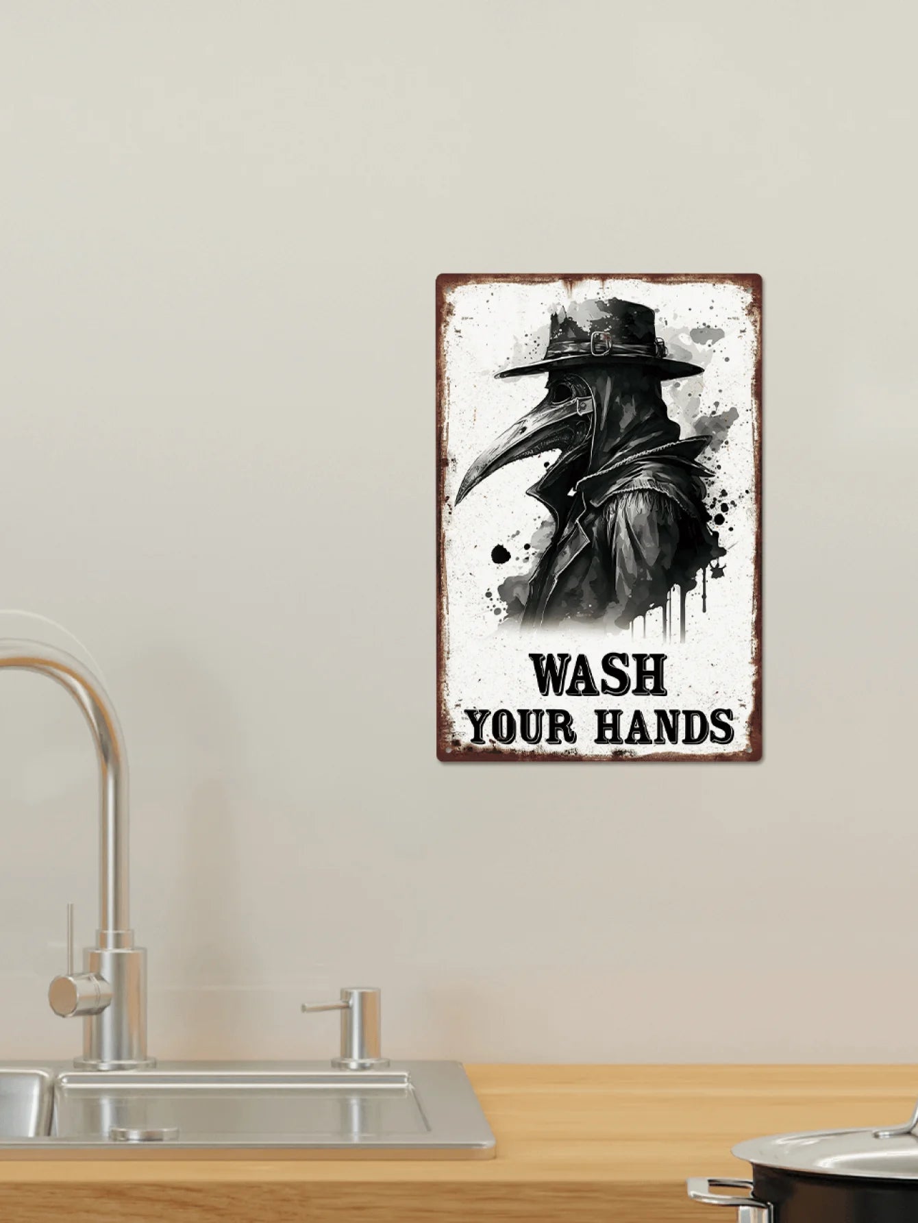 Putuo Decor, 1pc Doctor Schnabel Tin Sign, Retro Wash Your Hands Wall Art for Home Toilet Washroom Rest Room Bathroom